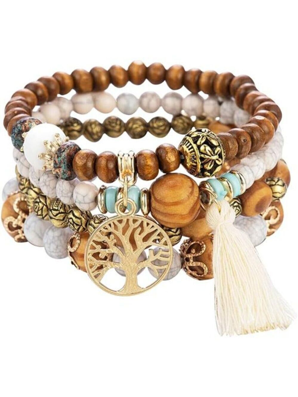 Tree of life boho beaded bracelet set for women multilayer stackable jewelry gif